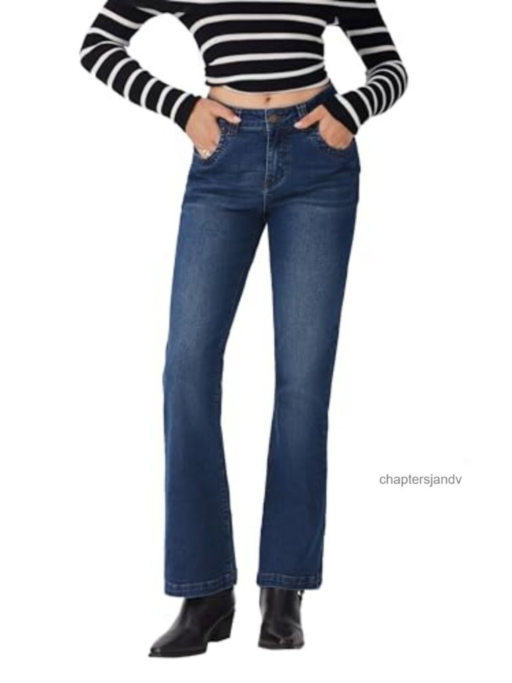 Wide Leg Flare High Waisted Stretch Denim Jeans Bootcut Pull On